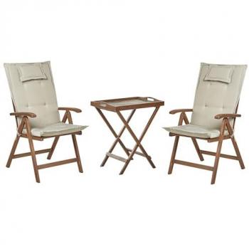 Set da giardino con 2 sedie e cuscini grigio talpa