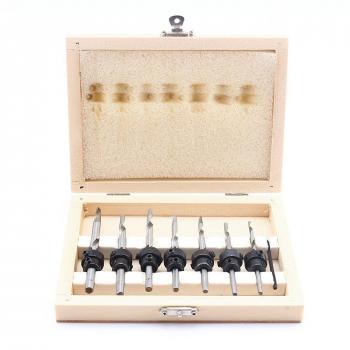 Precision Pro 22‑Piece Adjustable Countersink Set – Drill Screws for Wood, Comes in Wooden Case