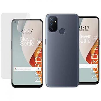 Pack 2 en 1 Funda Gel Transparente + Protector de Cristal Templado para OnePlus Nord N100