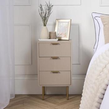 Sleek Ribbed 3-Drawer Bedside Unit