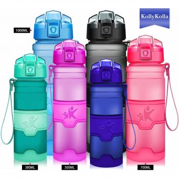 Gourde Gym KollyKolla S'ouvre avec 1 Clic (1L Bleu Foncé Mat)