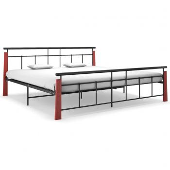 Metallbettgestell mit Massivholz Eiche 200x200 cm