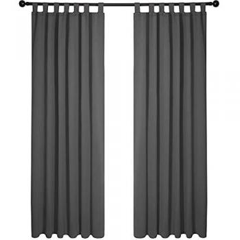 Deconovo Verdunkelungsgardinen mit Schlaufen, 280x140 cm, Dunkelgrau, 2er Set