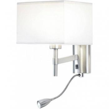 2 Light LED Wall Sconce Bristol, Satin Nickel with Reading Light by Leds C4 Lighting