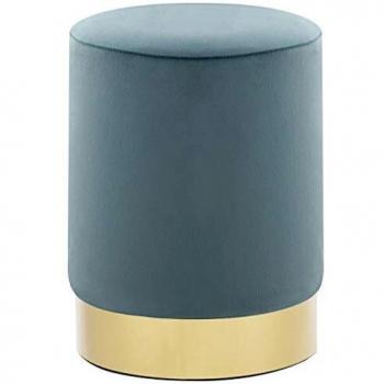Light Blue and Gold Velvet Stool
