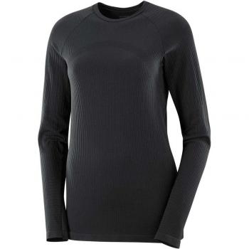Body thermal Salomon Essential Warm pour femmes, noir, manches longues, taille L