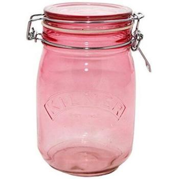1-Liter Pink Kilner Round Clip Top Storage Jar
