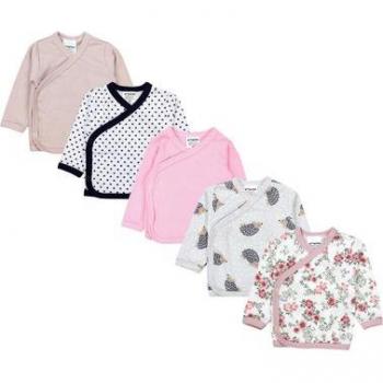 TupTam Langarm Wickelshirt für Baby Mädchen 5er Set beige/grau