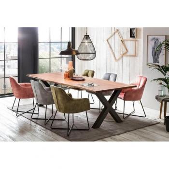 Holz-Esstisch Manhattan, schwarz, mit Baumkante