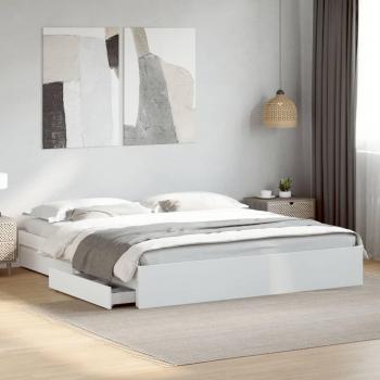 Estructura cama blanca con cajones 180x200 cm de madera multicapa