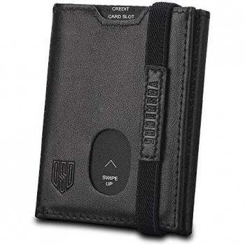 DODENSHA RFID Blocking Trifold Wallet for Men with Elastic Strap