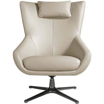 Fauteuil pivotant en cuir gris taupe Angel Cerdà