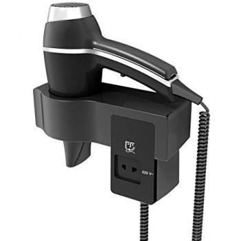 Alteo 1875 W Noir – sèche-cheveux avec support, prise et rasoir mono‑tension