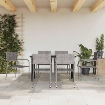 Midnight Horizon 7‑Piece Outdoor Dining Collection – Grey & Black Rattan with Steel
