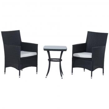 Outsunny Rattan Furniture Bistro Set Garden Table Chair Patio Outdoor Conservatory