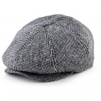 Gorro Retro Octagonal con Estampado a Cuadros