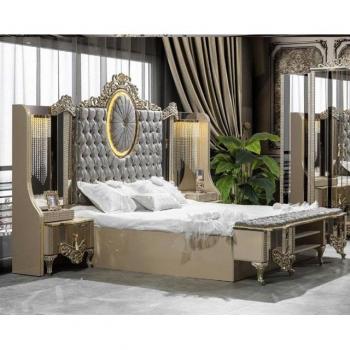 Beige Schlafzimmer Set mit Nachttischen 3tlg