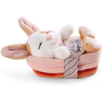 Nici 12cm Hase im Körbchen karamell gepunktet schlafend