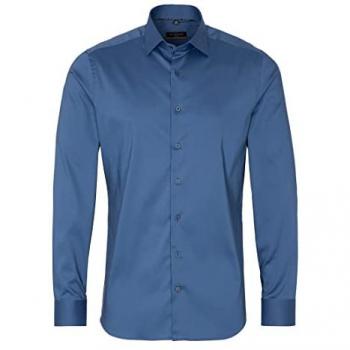 Eterna Slim Fit Hemd rauchblau, Größe 43