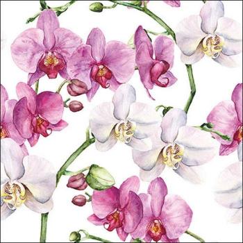 Serviette décorative orchidée blanche 33 cm