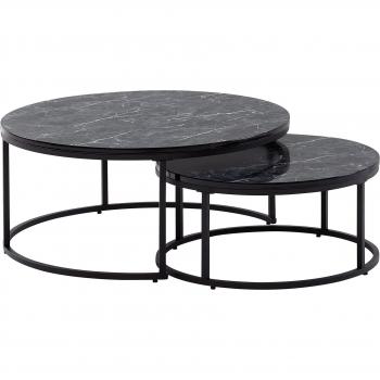 Couchtisch 2er Set Schwarz Marmor Optik von FineBuy