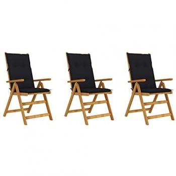 Massivholz-Gartenstuhl-Set mit Auflagen