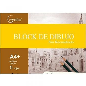 Papel de dibujo sin recuadro, 5 hojas, formato 24 x 32 cm