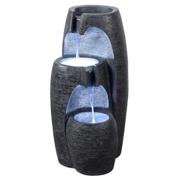 LED Cascading Urn Fountain – 70 cm H x 36 cm W x 35 cm D, Black