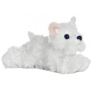Cane Bianco Sdraiato Westie Peluche Aurora 15 cm