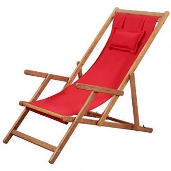 Chaise Pliante en Tissu Rouge pour Balcon et Jardin