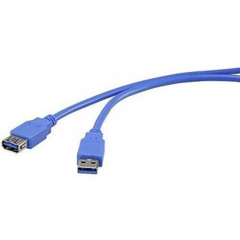 Renkforce USB-Kabel USB 3.2 Gen1 (USB 3.0 / USB 3.1 Gen1) USB-A Stecker, USB-A Buchse 3.00 m Blau vergoldete Steckkontakte