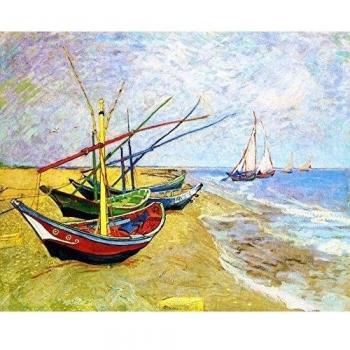 Escena Costera Van Gogh: Barcos de Pesca 80x100