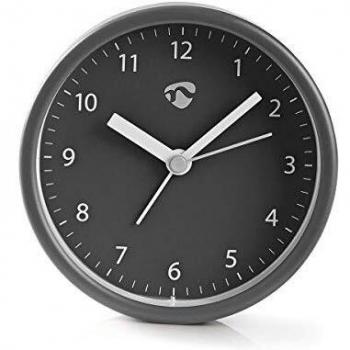 Nedis Eleganter Schreibtisch-Wecker | Analog, grau, inkl. Snooze-Funktion