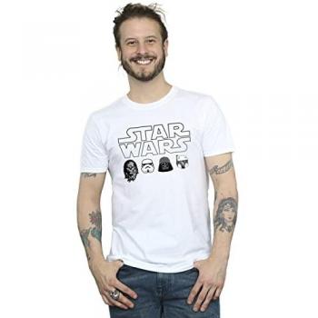 Star Wars Mens Character Heads T-Shirt S White