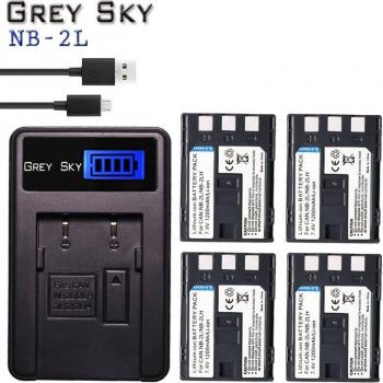 LCD USB Ladegerät mit 2x 1200mAh NB-2L NB-2LH Akku für Canon EOS 400D S80 S70 S50 S60 350D G7 G9