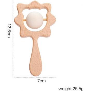 Wooden Teether Rattle for Babies