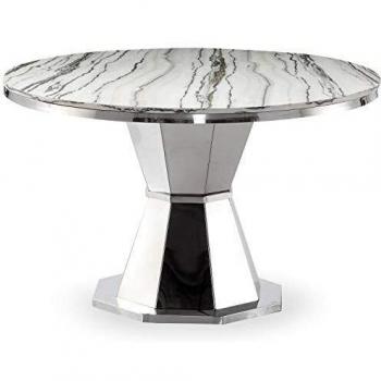 Table blanche Menzzo Yvone, marbre + métal – ronde – taille unique