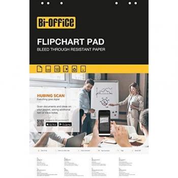 Bi-Office Blocco Carta per Cavalletto, Bianca, Grammatura 80 g/mq, 50 Fogli, Formato 65x95 cm, FL039402