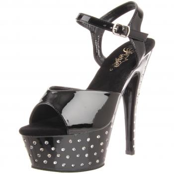 Damen-Platue-Sandalette Pleaser Stardust 609, EU 41, Schwarz
