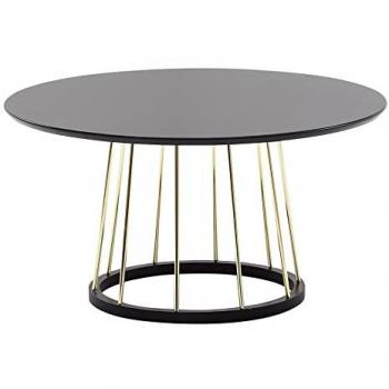 KADIMA DESIGN Wohnzimmertisch, Schwarz und Gold, Robuste Metallkonstruktion, Große Ablagefläche