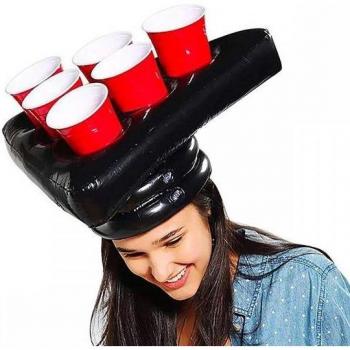 Chapeaux Beer Pong Gonflables avec Gobelets et Balles