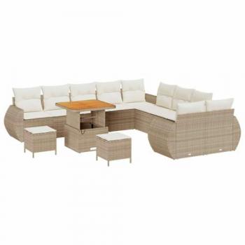 VidaXL Ensemble de canapé de jardin avec coussin 13 pcs beige et crème