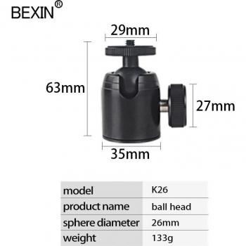 Adaptador de trípode para cámaras con cabezal de bola y rotación de 360 grados