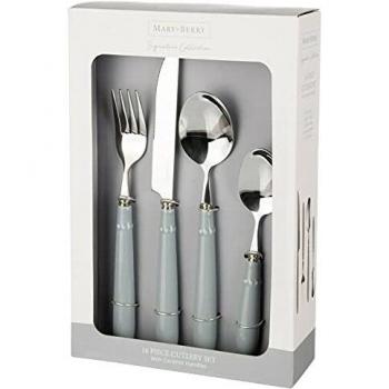 Mary Berry 16‑Piece Grey Dining Cutlery with Ceramic Handles – Gift Packaged