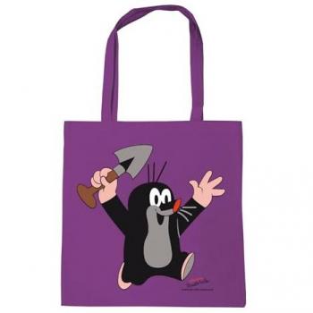 Lila Henkeltasche mit coolem Maulwurf-Druck