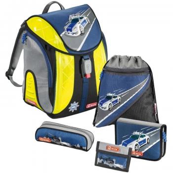 5‑teiliges Flexline DIN Schulranzen-Set in Polizeigrün