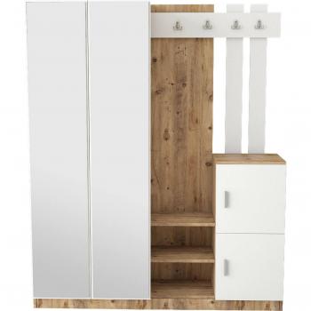 Meuble d'entrée Dmora – Crochet & rangement 147×38 cm, effet bois beige