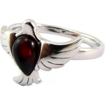 Rhodium‑Plated Dove Ring – Cognac Amber Fusion, 13mm × 12mm, Warm Brown