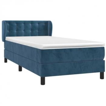 Boxspringbett mit Matratze Dunkelblau 90x200 cm Samt