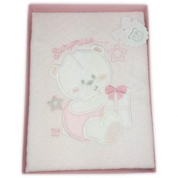 Copertura per culla neonato con orsetto rosa e ricamo I Batuffolini